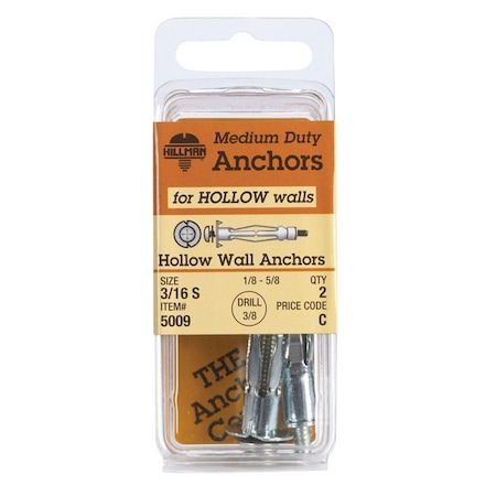 0.19 In. Hollow Wall Anchor - Small, 12PK